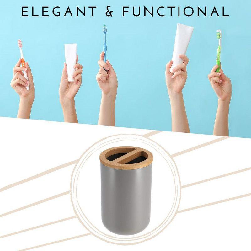 Evideco PADANG Toothbrush Holder & Toothpaste Holder with Bamboo Top