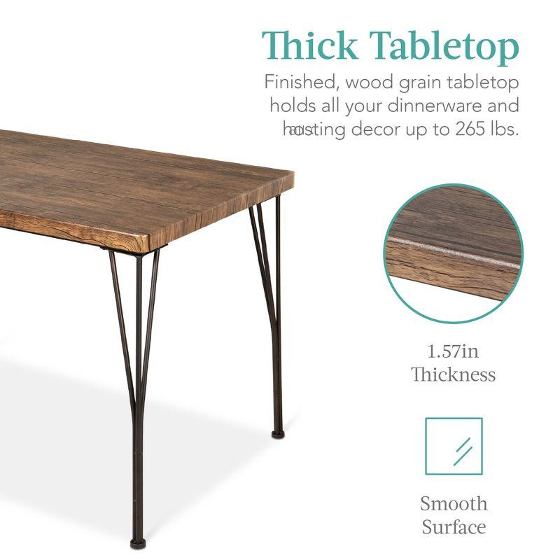 Best Choice Products 5-Piece Indoor Modern Metal Wood Rectangular Dining Table Furniture Set w/ 4 Chairs - Drift Brown