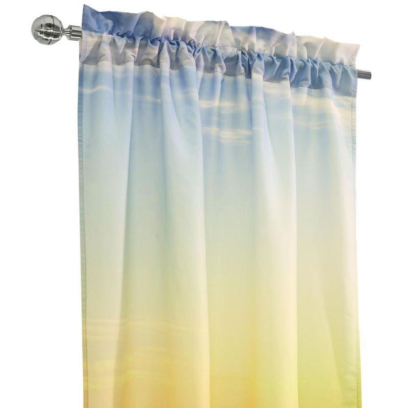 Habitat Photo Real Lighthouse and Ambient Surroundings Sunrise Light Filtering Pole Top Curtain Pair Each 38" x 84" Multicolor