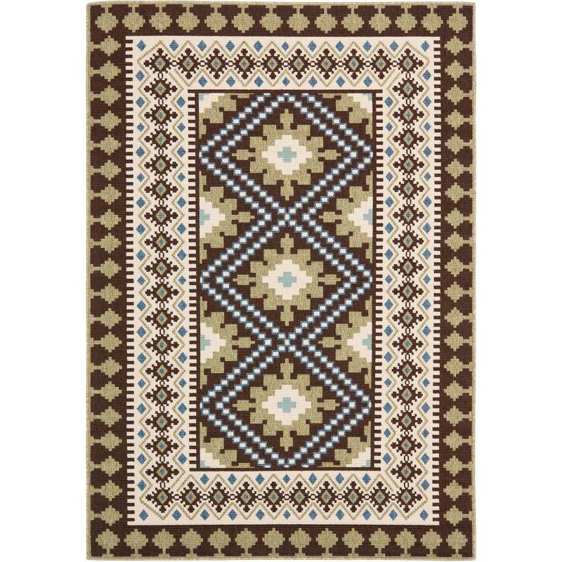 Veranda VER099 Power Loomed Indoor/Outdoor Area Rug - Chocolate/Green - 5'3"x7'7" - Safavieh