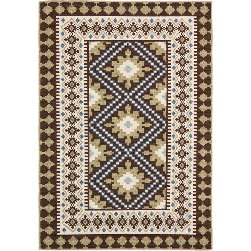 Reversible Chocolate & Green Synthetic Area Rug, 5' x 7', Easy Care