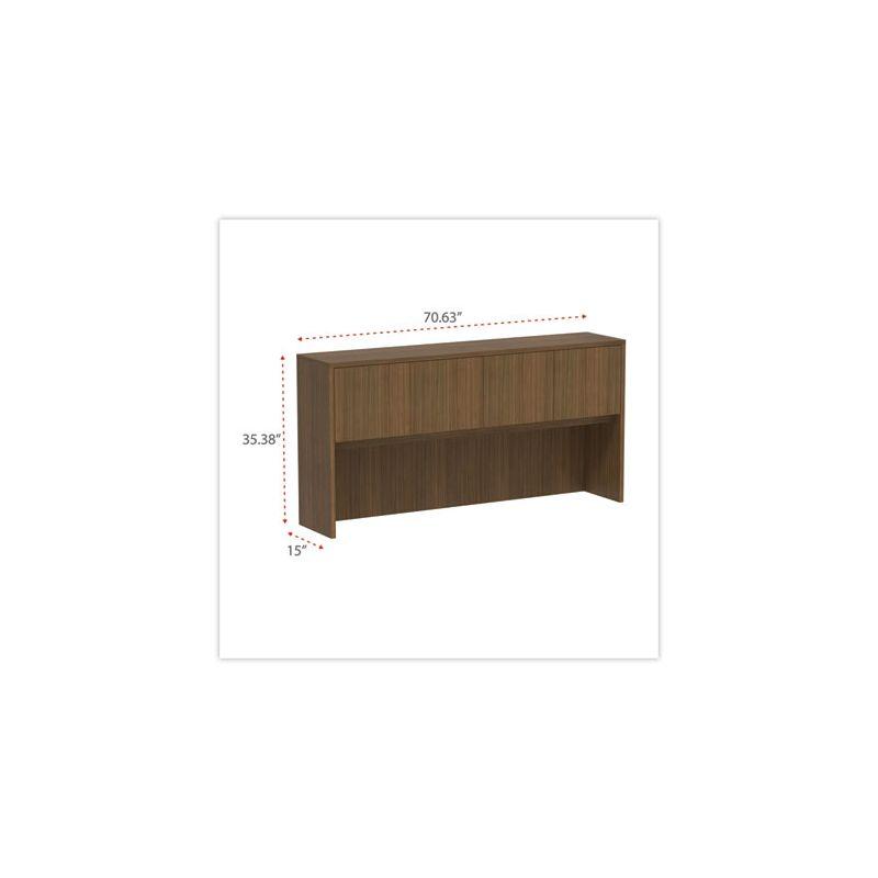 Alera Alera Valencia Series Hutch with Doors, 4 Compartments, 70.63w x 15d x 35.38h, Modern Walnut