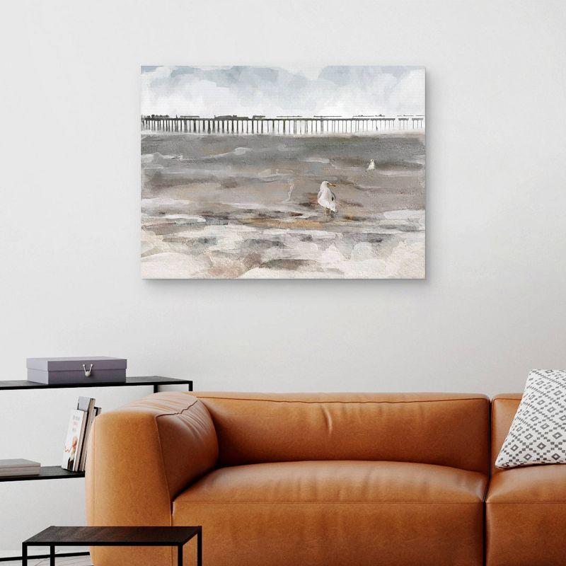 30" x 40" Along the Pier by Studio Arts Unframed Wall Canvas - Masterpiece Art Gallery: Modern Seascape Art for Home Decor