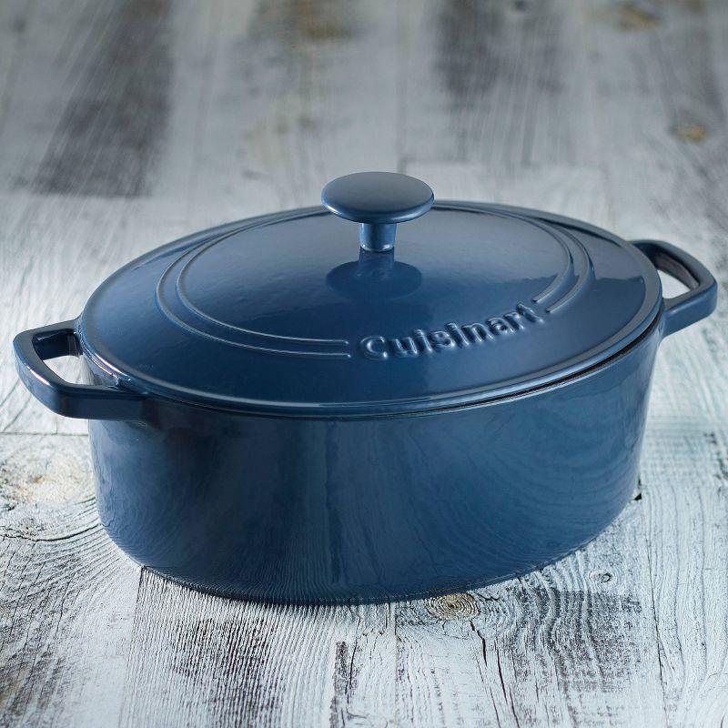 Blue Enameled Cast Iron Non-stick Oval Casserole, 5.5 qt