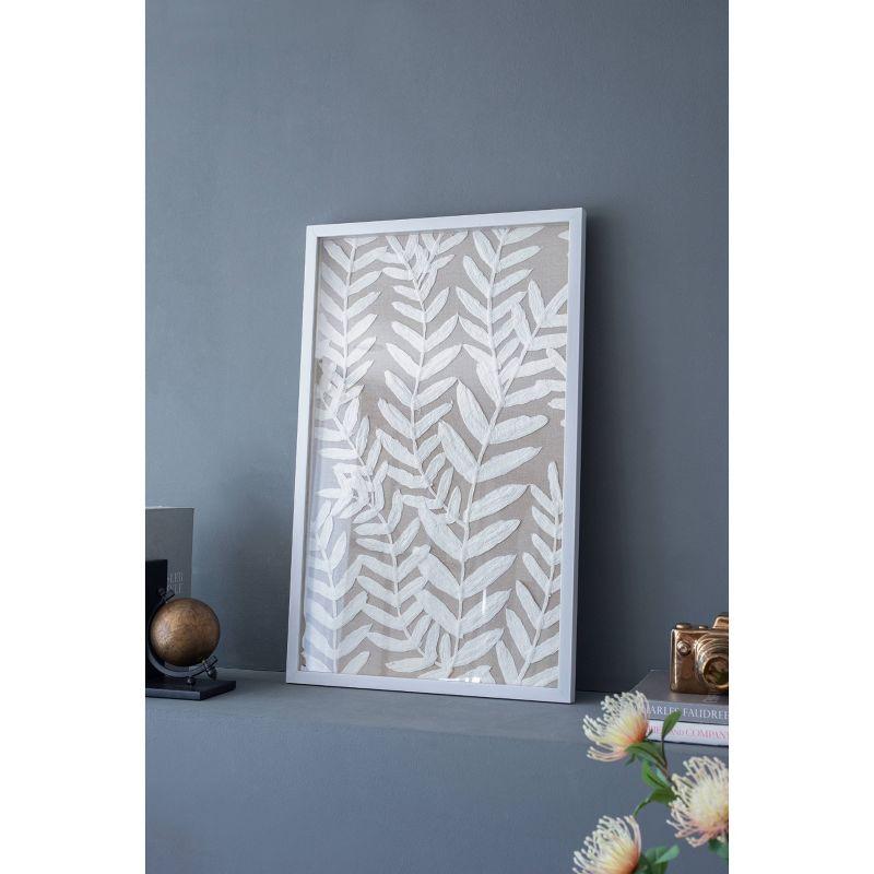 Set of 2 Estella Paper Shadow Box Wall Decors White - A&B Home: Transitional Style, Botanical Art, MDF Frame