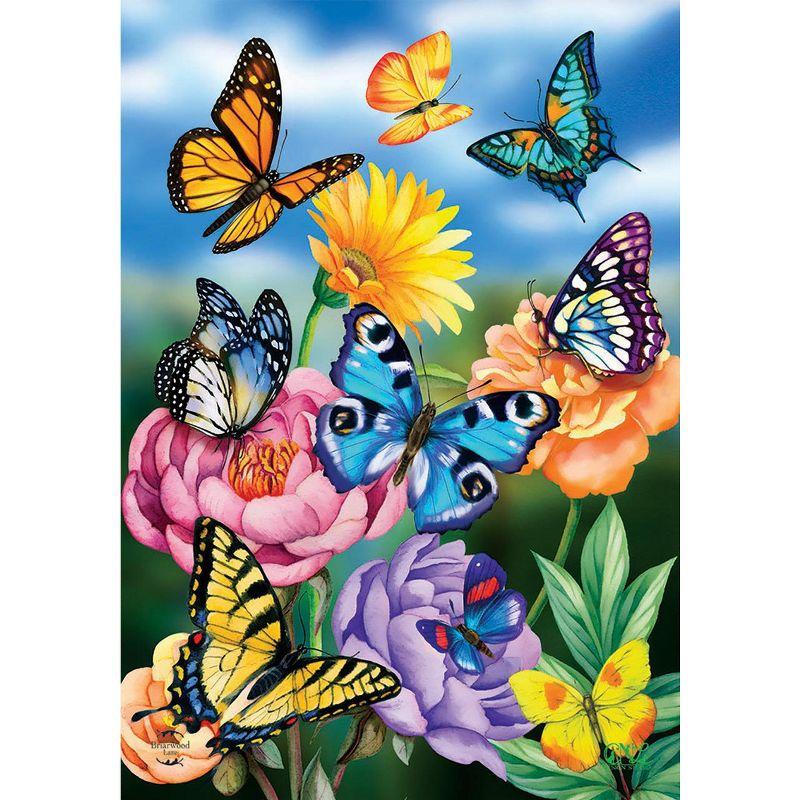 Vibrant Spring Garden Flag with Butterflies and Flowers