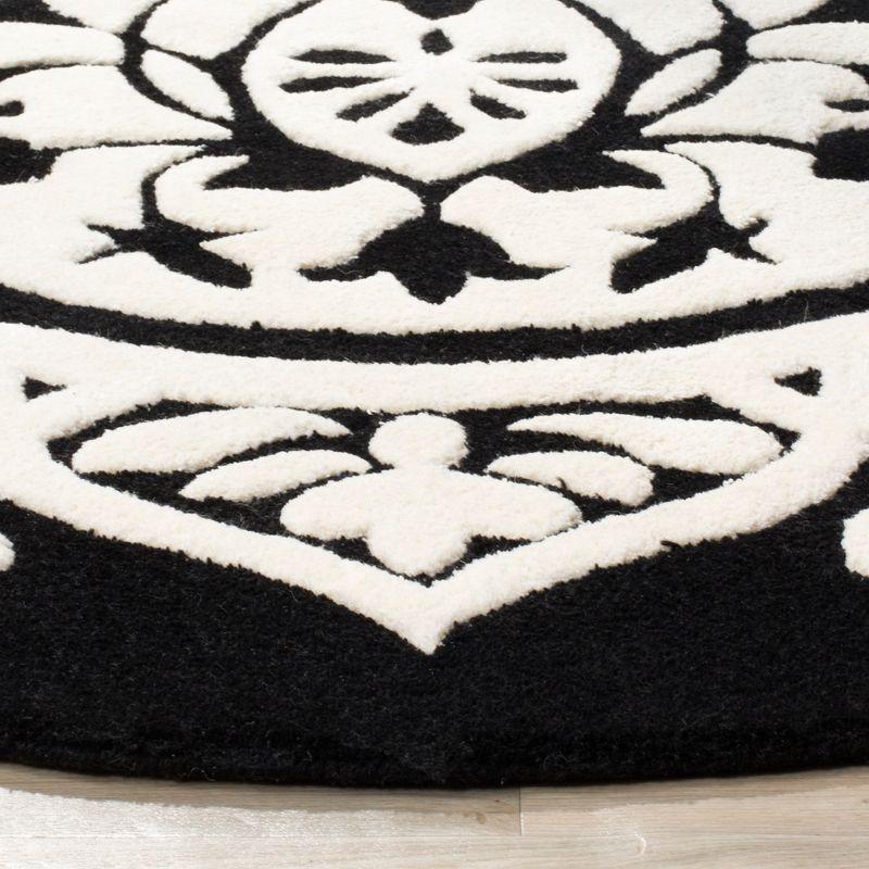 Bella BEL136 Hand Tufted Indoor Area Rug - Black/Ivory - 5'x5' - Safavieh