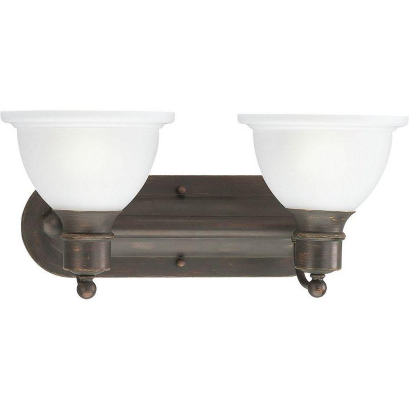 Progress Lighting Madison Collection 2-Light Wall Bracket, Antique Bronze, White Etched Glass Shade