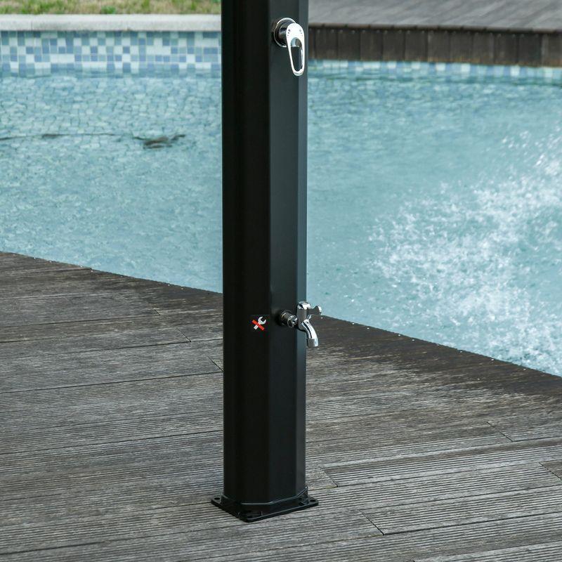 Outsunny 7ft Black Solar Heated Outdoor Shower with Foot Faucet