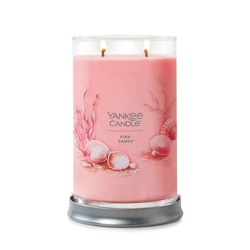 Signature Large Pink Sands Tumbler Candle 20oz - Yankee Candle: Soy Wax Blend, Glass Jar, Dual Wick, 60hr Burn Time