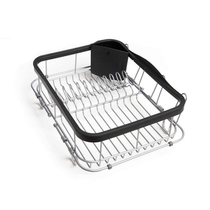 Black and Nickel Metal Dish Rack with Utensil Cup