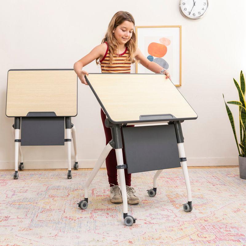 ECR4Kids ECR4Kids Nesting Student Desk, Portable Table, Maple/Grey