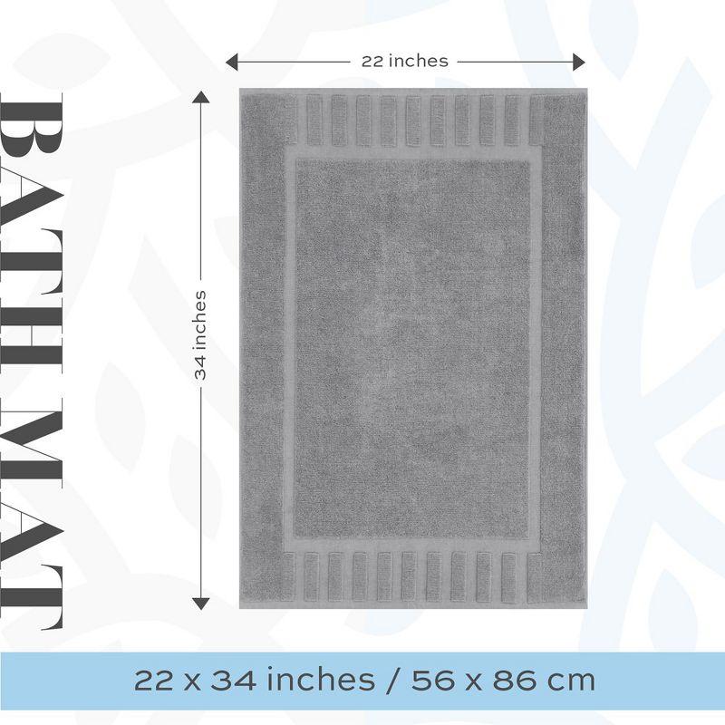 White Classic Cotton Bath Mat Floor Towel [Not a Rug] 2-Pack - 22x34"  Light-Grey
