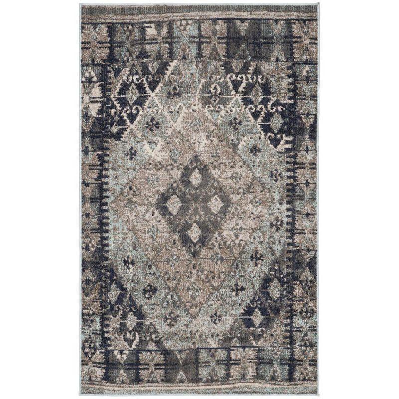 Blue Medallion Easy-Care 5' x 7' Synthetic Area Rug