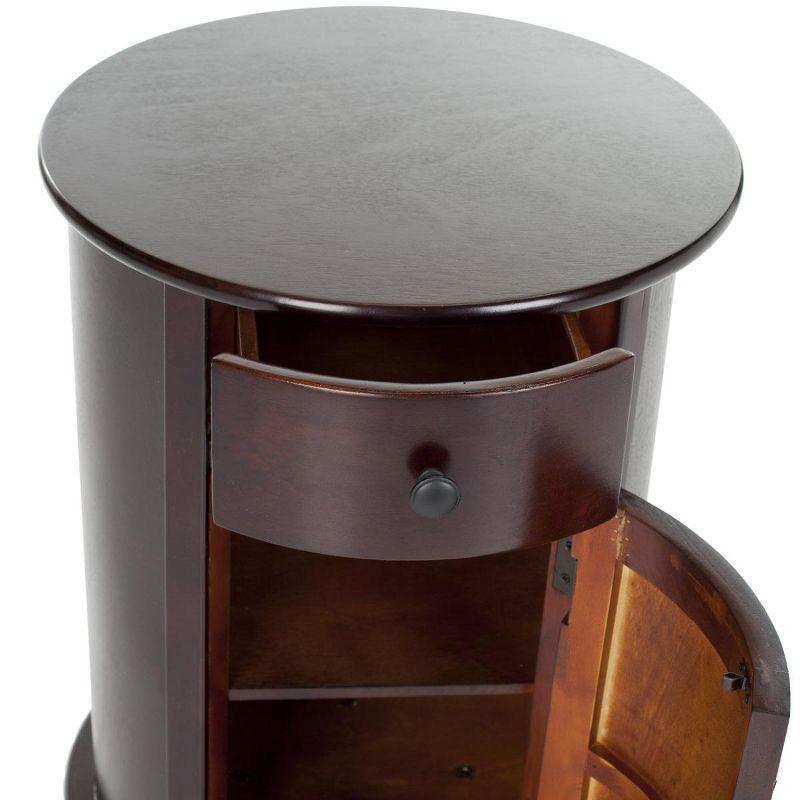 Dark Cherry Round Wood Swivel Storage End Table