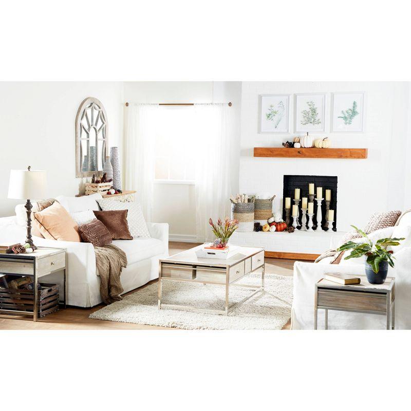 Set of 3 Rustic Pillar Candle Holder White - Olivia & May: Elegant Mango Wood, Sturdy Base, Indoor Use