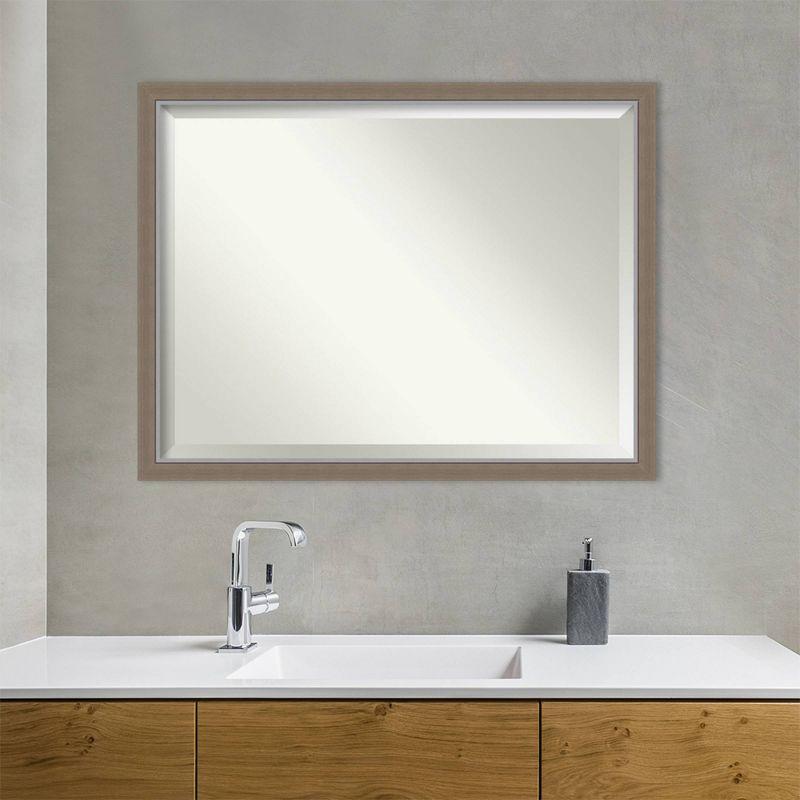 43" x 33" Eva Framed Bathroom Vanity Wall Mirror Brown - Amanti Art: Polystyrene Frame, Beveled Glass, Wall Mount