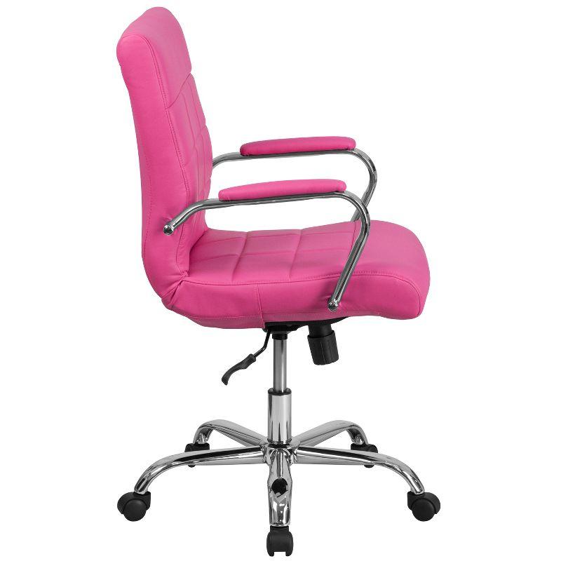 Vivian Mid-Back Pink Vinyl Swivel Executive Chair with Chrome Base