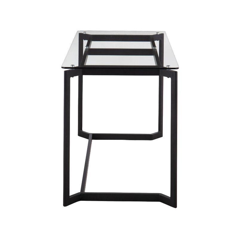 Masters Modern Computer Desk Steel/Glass Black/Clear - LumiSource: Mid-Century Style, Tempered Surface, No Storage