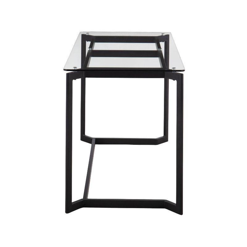 Contemporary 47'' Black Steel and Clear Glass Home Office Desk