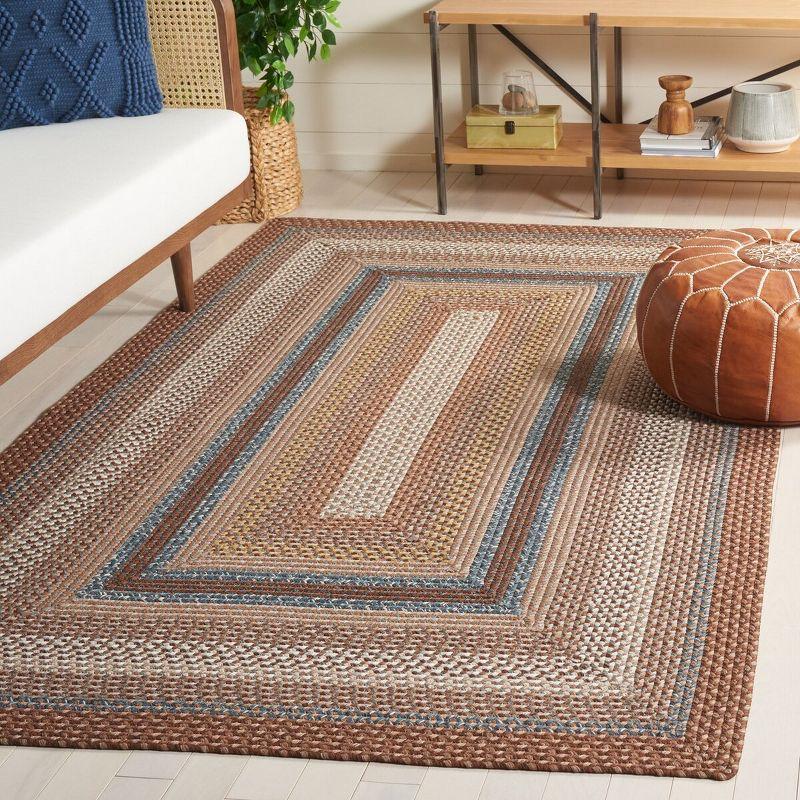 Handwoven Brown/Multi Synthetic 4' x 6' Reversible Braided Rug