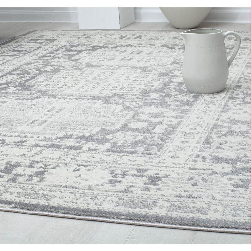 Rugs America Gallagher GL55G Canvas Sundara Vintage Transitional Gray Area Rug for Dining Room Rug Neutral Rug Living Room Rug Kitchen, 2'6"x8'