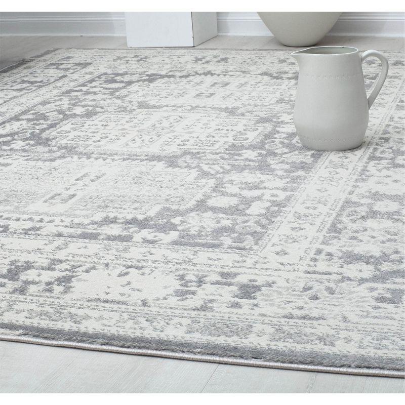 Sundara Elegance 2'6"x8' Vintage Transitional Gray Synthetic Area Rug