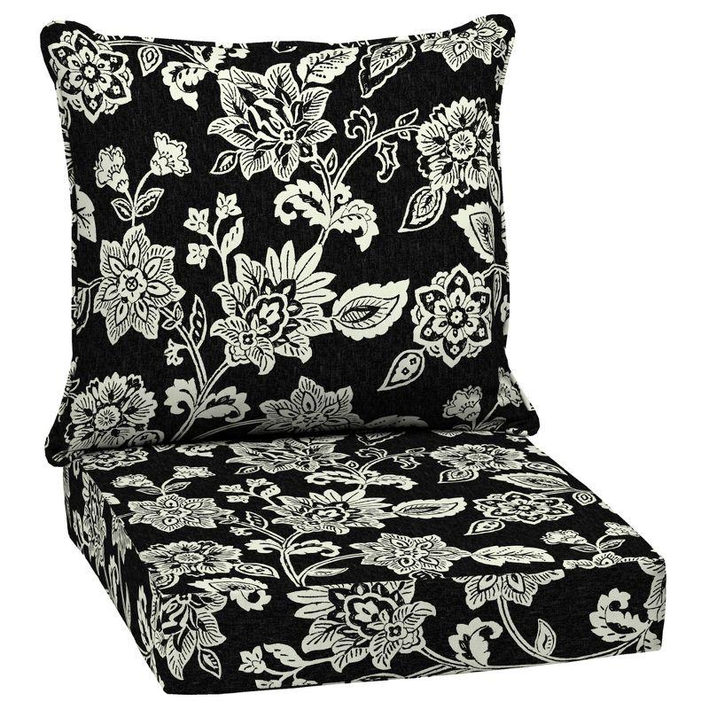 Black and White Floral Outdoor Deep Seat Cushion Set