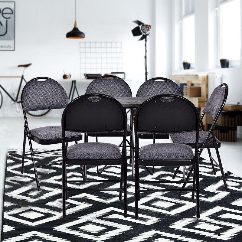 ErgoComfort 6-Piece Black Fabric & Metal Folding Chair Set