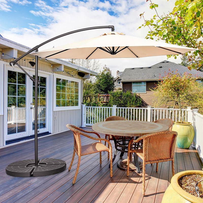 Costway  10 FT Patio Offset Umbrella w/8 Ribs Cross Base Tilt Beige