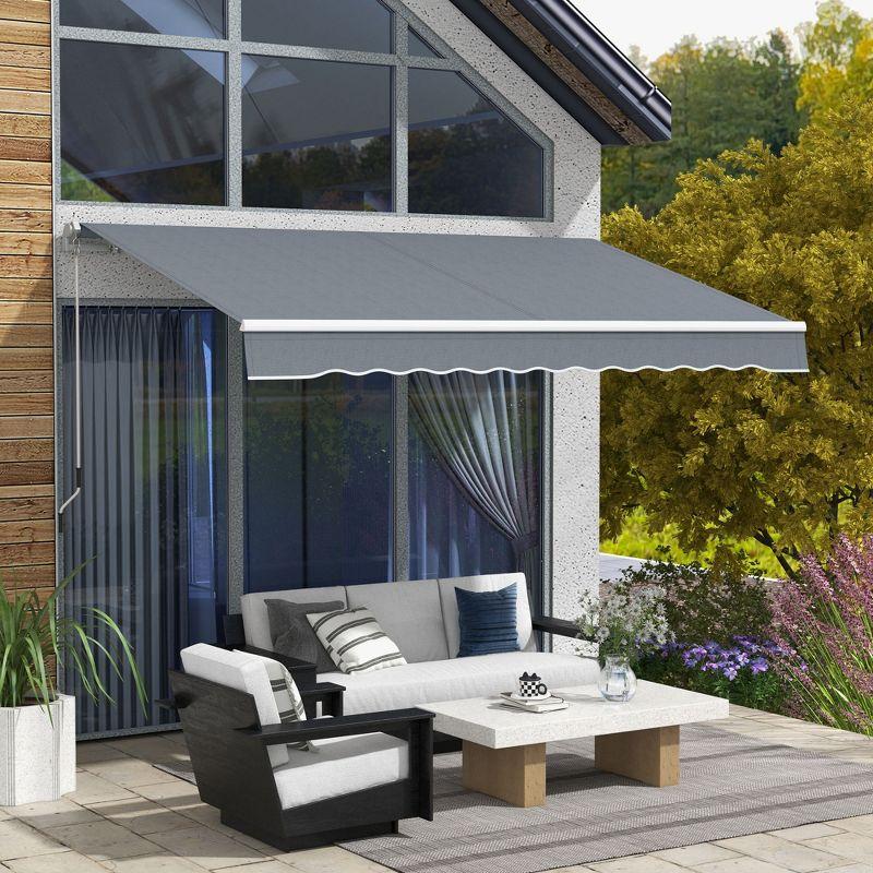 Outsunny Polyester Cover Retractable Patio Awning