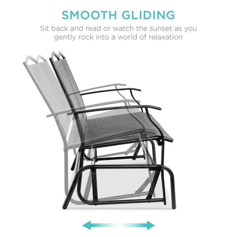 Best Choice Products 2-Person Outdoor Swing Glider, Steel Patio Loveseat, Bench Rocker w/ Armrests - Gray