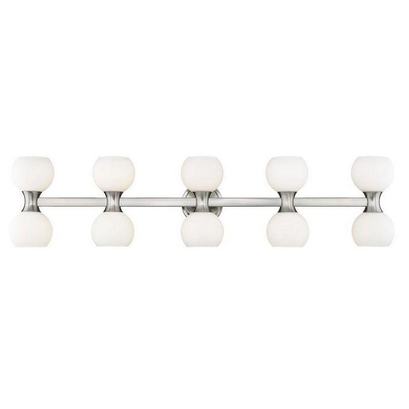 Artemis Brushed Nickel 10-Light Vanity with Opal Glass Shades