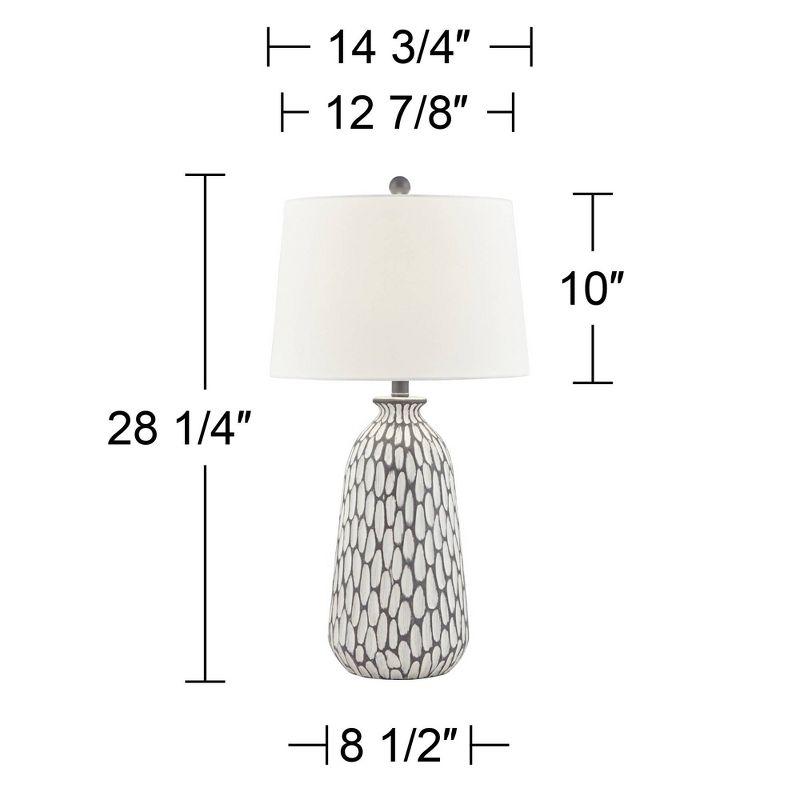 360 Lighting Carlton Modern Table Lamps 28 1/4" Tall Set of 2 Gray Wash Off White Fabric Drum Shade for Bedroom Living Room Bedside Nightstand Office