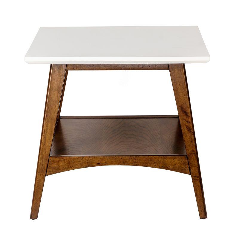 Avenu Mid-Century Off-White and Pecan Square End Table