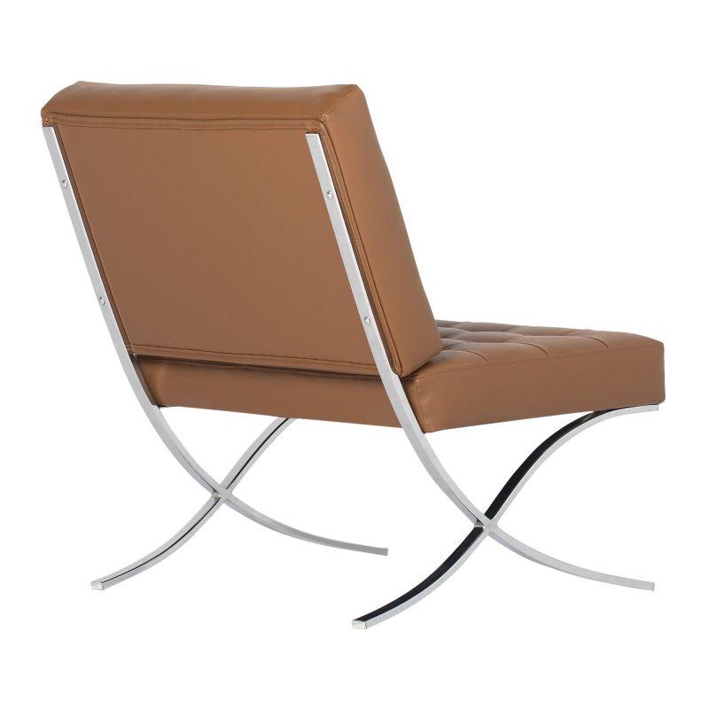 studio designs Home Atrium Bonded Leather Chair Caramel: Chrome Frame, Upholstered, Spot Clean, Adult Assembly Required