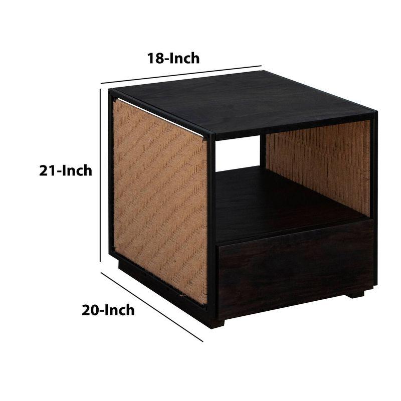 21" Handcrafted Acacia Wood Nightstand Brown/Black - The Urban Port
