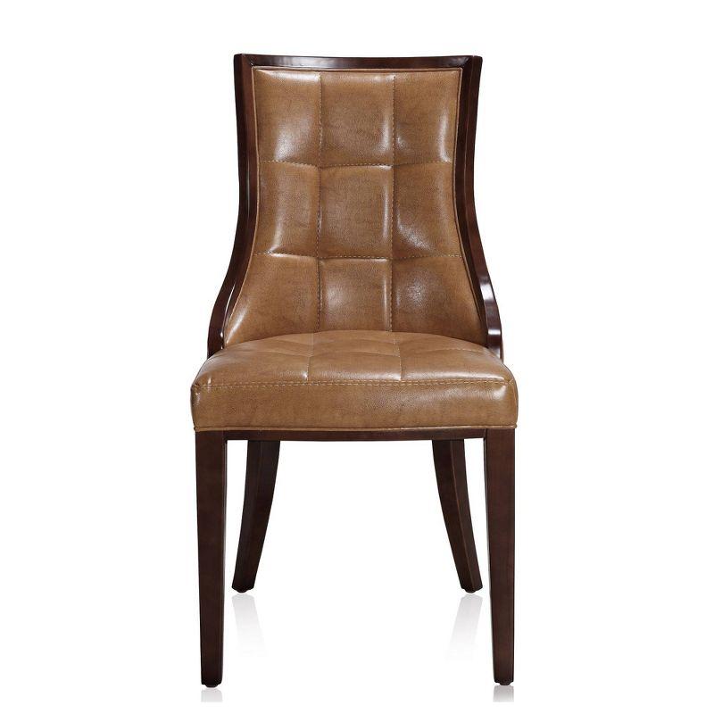 Fifth Avenue Saddle Faux Leather and Walnut Wood Side Chair Set