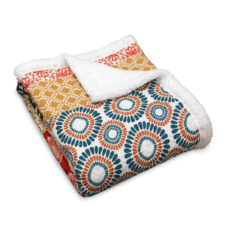 Lush Décor 50"x60" Bohemian Stripe Throw Blanket Turquoise/Orange