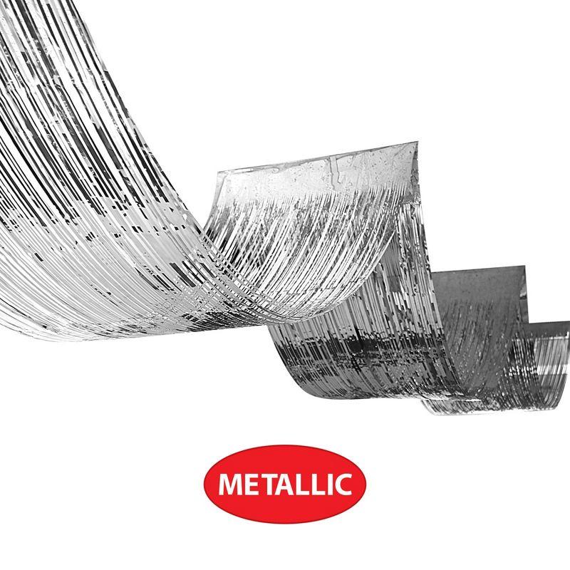 Beistle 1-Ply Metallic Fringe Ceiling Curtain, 19.5" x 16', (2/Pkg) Silver