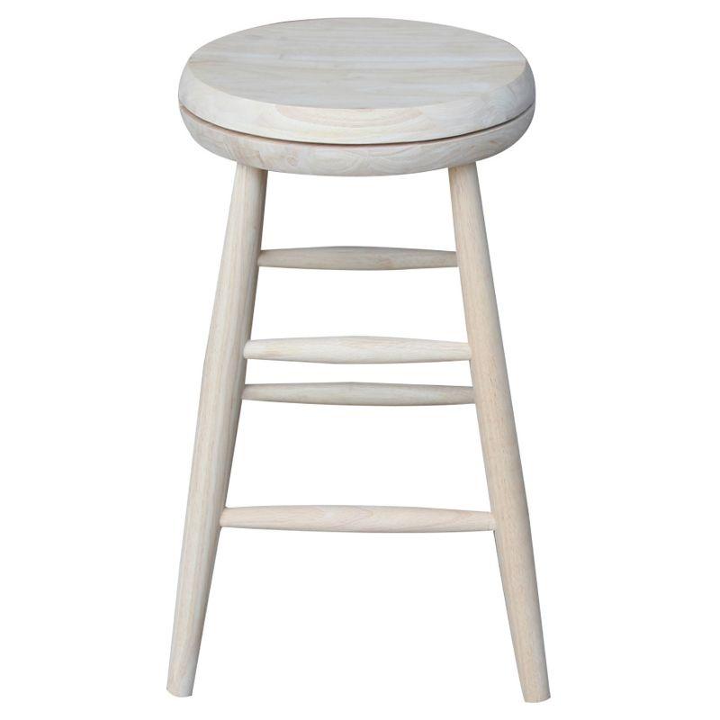 24-Inch Unfinished Swivel Solid Wood Counter Stool