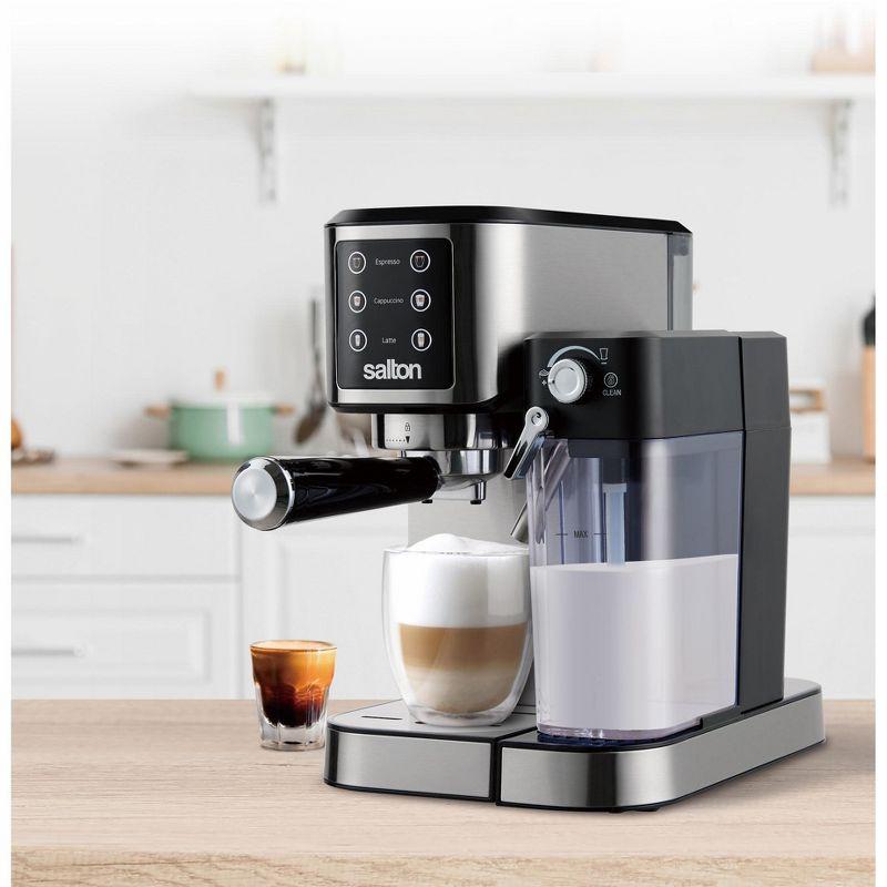 Salton Salton 3-in-1 Espresso, Cappuccino & Latte Machine with Milk Removable Container