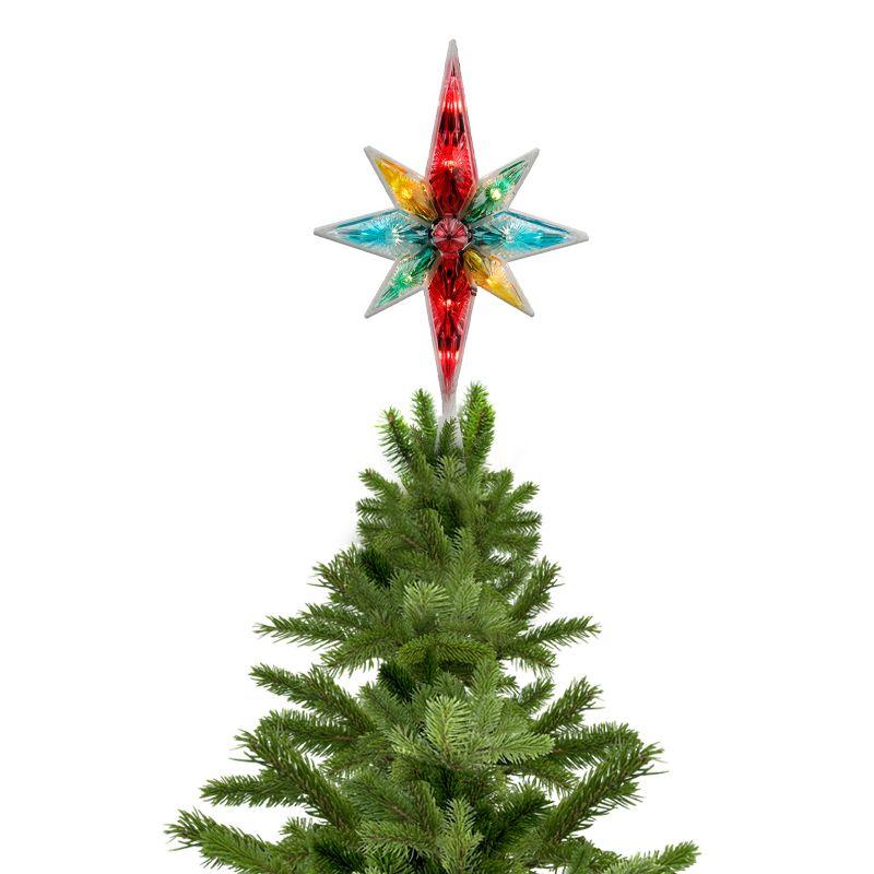 Northlight 10.75" Lighted Multi Colored Star Tree Topper- Clear Lights