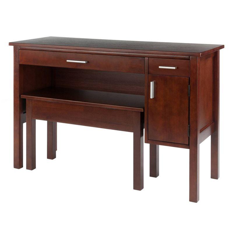 2pc Emmett Desk Set with Bench Walnut - Winsome