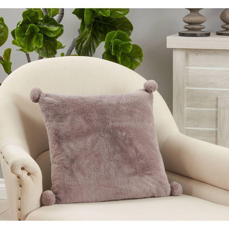 18"x18" Poly-Filled Faux Rabbit Fur Square Throw Pillow - Saro Lifestyle