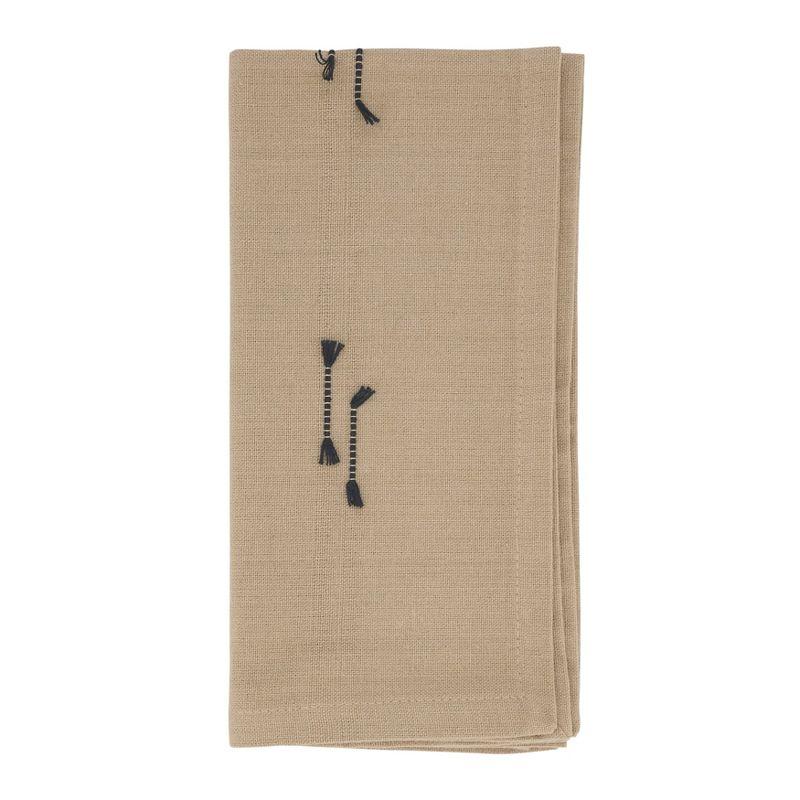 Natural Cotton Fringe Line Design Table Napkins Set of 4