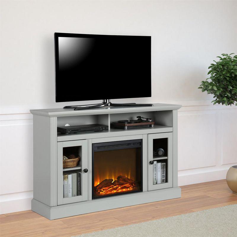 Dove Gray Electric Fireplace TV Console with Cabinet