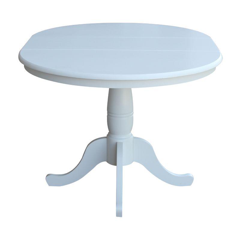 Farmhouse Elegance 50" Extendable Round Wood Dining Table in White