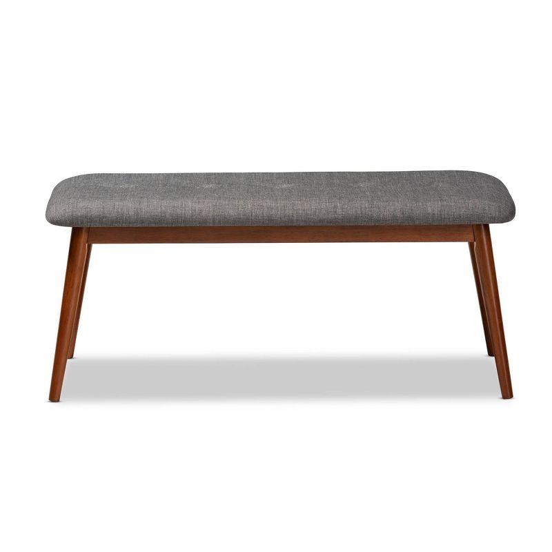 Flora Bench Gray - Baxton Studio: Upholstered Rectangle Ottoman, Rubberwood Frame, Seats 2