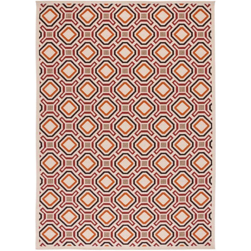 Veranda VER089 Power Loomed Indoor/Outdoor Area Rug - Creme/Red - 8'x11' - Safavieh